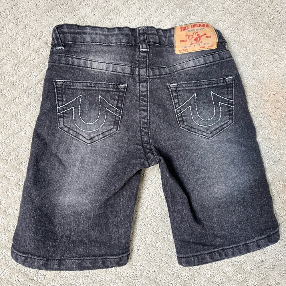 Sz 7 True Religion dark grey black kids jeans wide leg